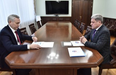 Губернатор Андрей Травников провёл рабочую встречу с управляющим Отделения Социального Фонда России по Новосибирской области Александром Терепой